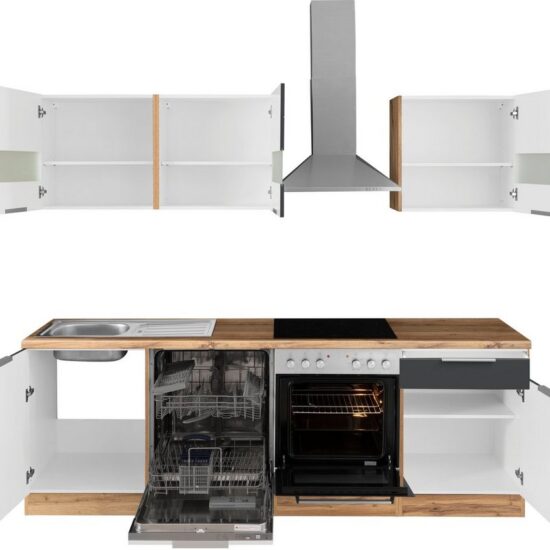 KOCHSTATION Küchenzeile KS-Luhe, 240 cm breit, wahlweise mit oder ohne E-Geräten, gefräste MDF-Fronten – Image 5