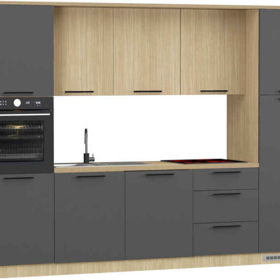 KOCHSTATION Küchenzeile KS-Luna, Einbauküche, Zeilenküche, Küchenblock, Breite 300 cm, wahlweise mit Hanseatic-E-Geräten, APL 35mm stark – Image 1