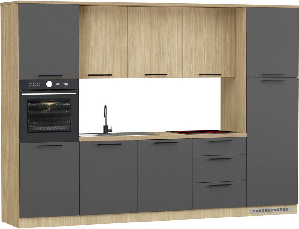 KOCHSTATION Küchenzeile KS-Luna, Einbauküche, Zeilenküche, Küchenblock, Breite 300 cm, wahlweise mit Hanseatic-E-Geräten, APL 35mm stark – Image 1