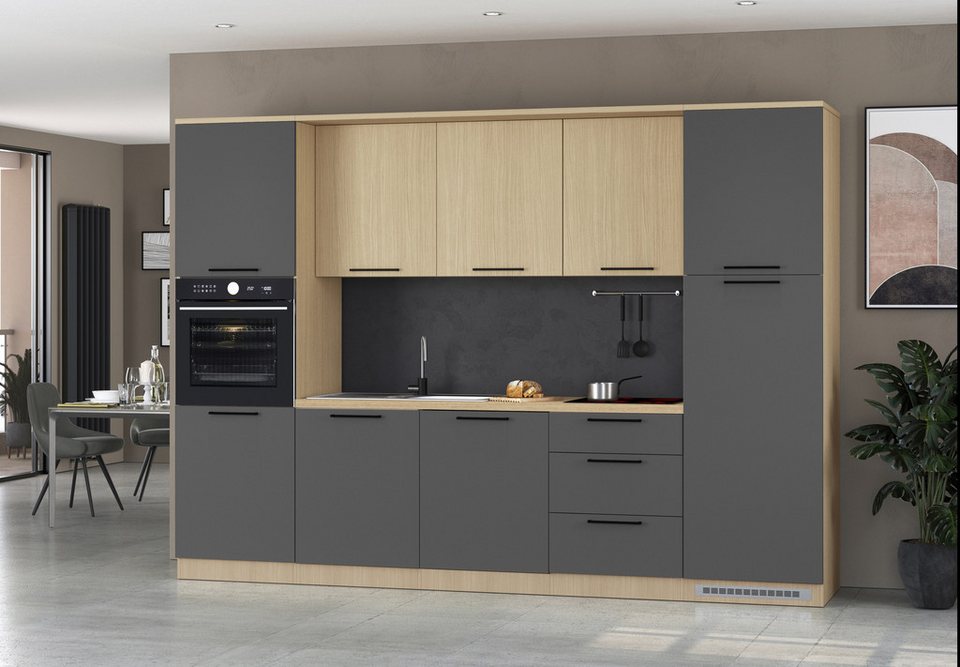 KOCHSTATION Küchenzeile KS-Luna, Einbauküche, Zeilenküche, Küchenblock, Breite 300 cm, wahlweise mit Hanseatic-E-Geräten, APL 35mm stark – Image 2