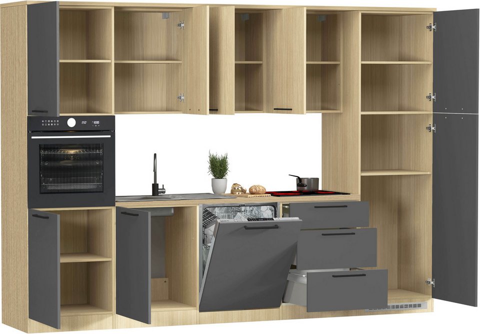 KOCHSTATION Küchenzeile KS-Luna, Einbauküche, Zeilenküche, Küchenblock, Breite 300 cm, wahlweise mit Hanseatic-E-Geräten, APL 35mm stark – Image 3