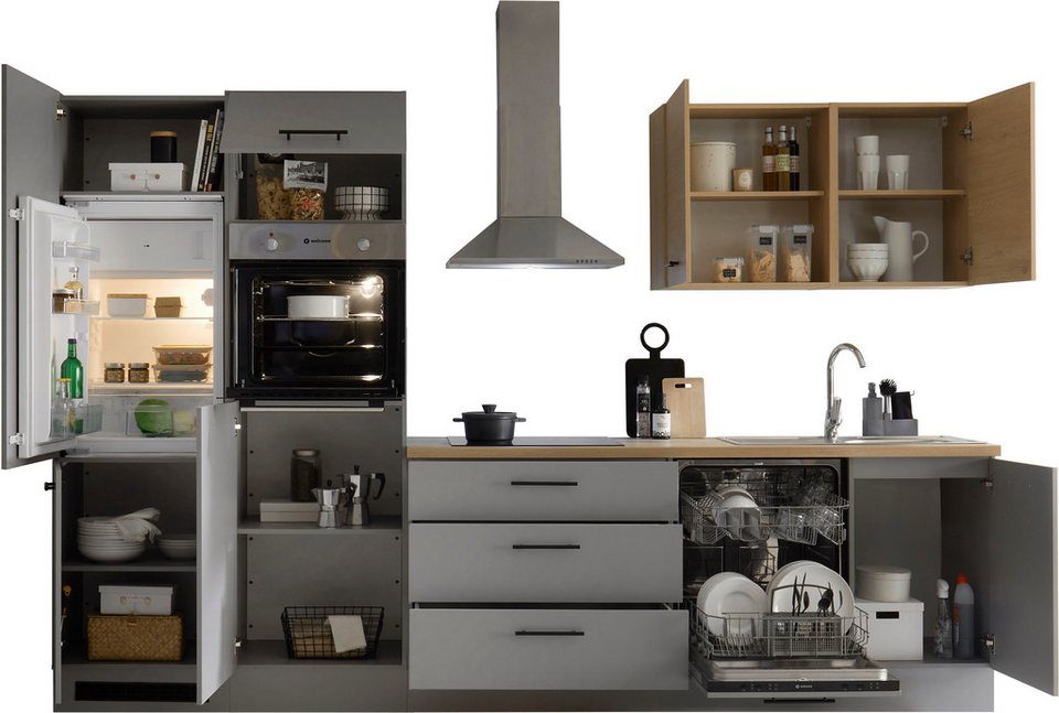KOCHSTATION Küchenzeile KS-Malfi, Breite 320cm, wahlweise mit E-Geräten, Arbeitsplatte 38mm Stärke – Image 4