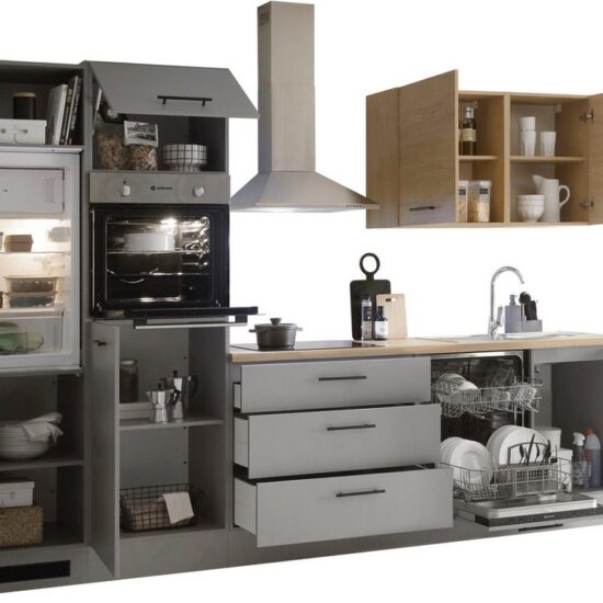 KOCHSTATION Küchenzeile KS-Malfi, Breite 320cm, wahlweise mit E-Geräten, Arbeitsplatte 38mm Stärke – Image 5
