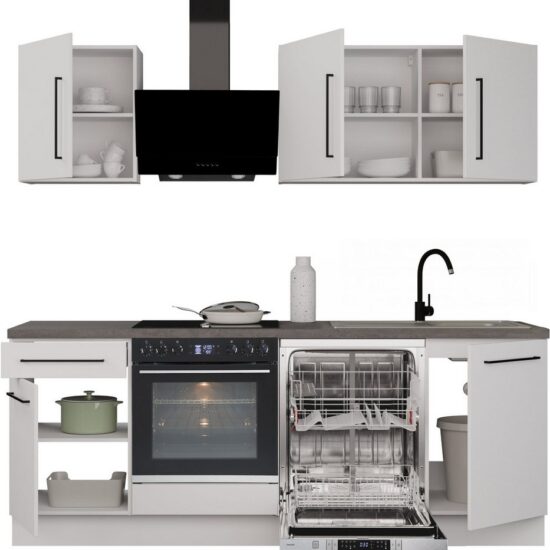 KOCHSTATION Küchenzeile KS-Nova, Breite 220 cm, wahlweise mit Hanseatic-E-Geräten – Image 1