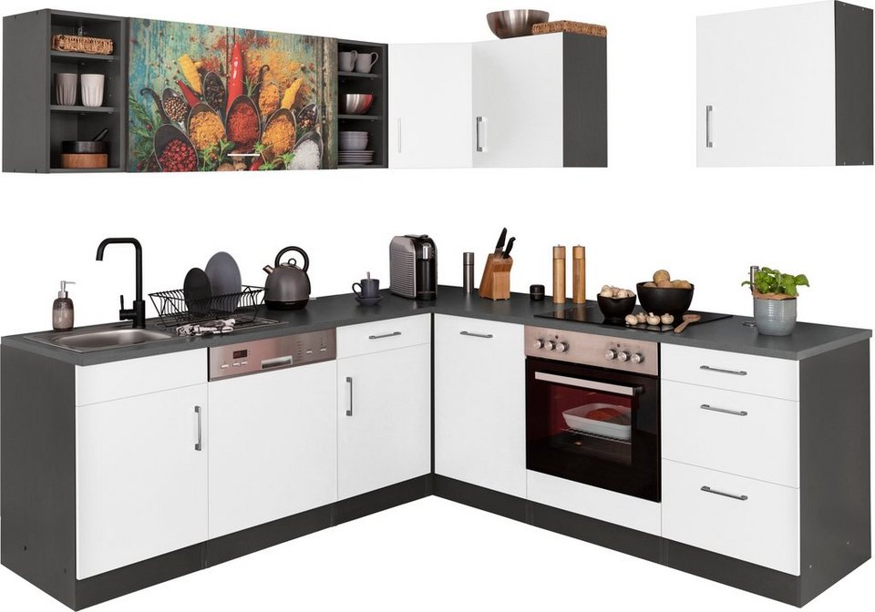 KOCHSTATION Küchenzeile KS-Paris – Küchen mit einzigartigen Fotomotiven auf den Fronten, Stellbreite 220/220 cm, wahlweise mit E-Geräten, mit Motivdruck – Image 1