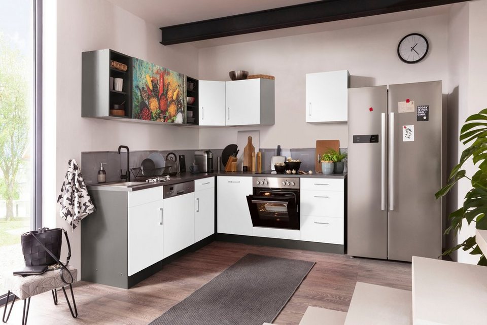 KOCHSTATION Küchenzeile KS-Paris – Küchen mit einzigartigen Fotomotiven auf den Fronten, Stellbreite 220/220 cm, wahlweise mit E-Geräten, mit Motivdruck – Image 2