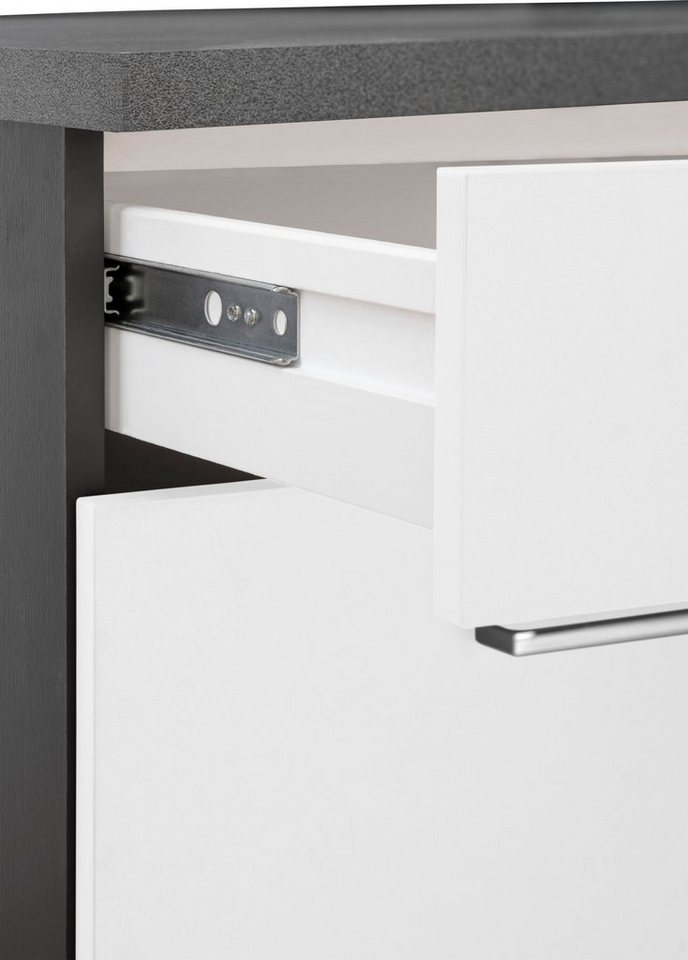 KOCHSTATION Küchenzeile KS-Paris – Küchen mit einzigartigen Fotomotiven auf den Fronten, Stellbreite 220/220 cm, wahlweise mit E-Geräten, mit Motivdruck