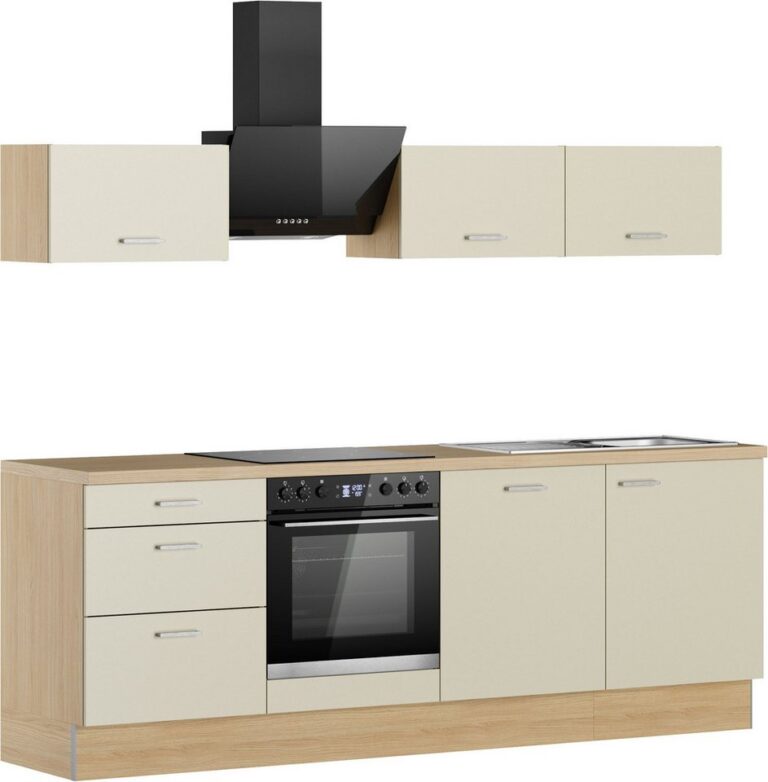 KOCHSTATION Küchenzeile KS-Sion Breite 240 cm, schnelle Montage OPTIsnap, wahlw. m.HANSEATIC-E-Geräten u.Stand Alone