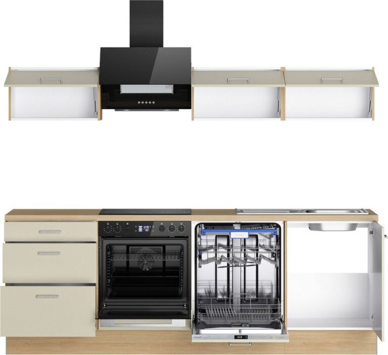 KOCHSTATION Küchenzeile KS-Sion Breite 240 cm, schnelle Montage OPTIsnap, wahlw. m.HANSEATIC-E-Geräten u.Stand Alone