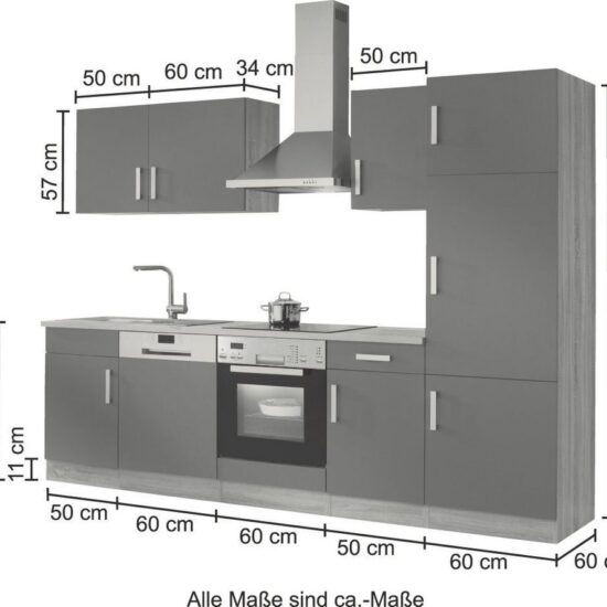 KOCHSTATION Küchenzeile KS-Toronto, Breite 280 cm, mit E-Geräten – Image 8