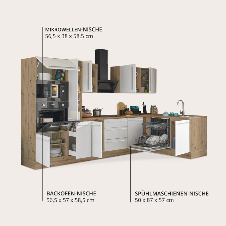 KOCHSTATION Winkelküche Florida, Stellbreite 310x175 cm, wahlweise mit E-Geräten, mit Softclose für Türen und Schubkästen