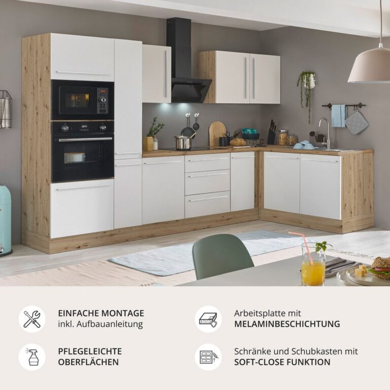 KOCHSTATION Winkelküche Florida, Stellbreite 300x165 cm, wahlweise mit E-Geräten, mit Softclose für Türen und Schubkästen