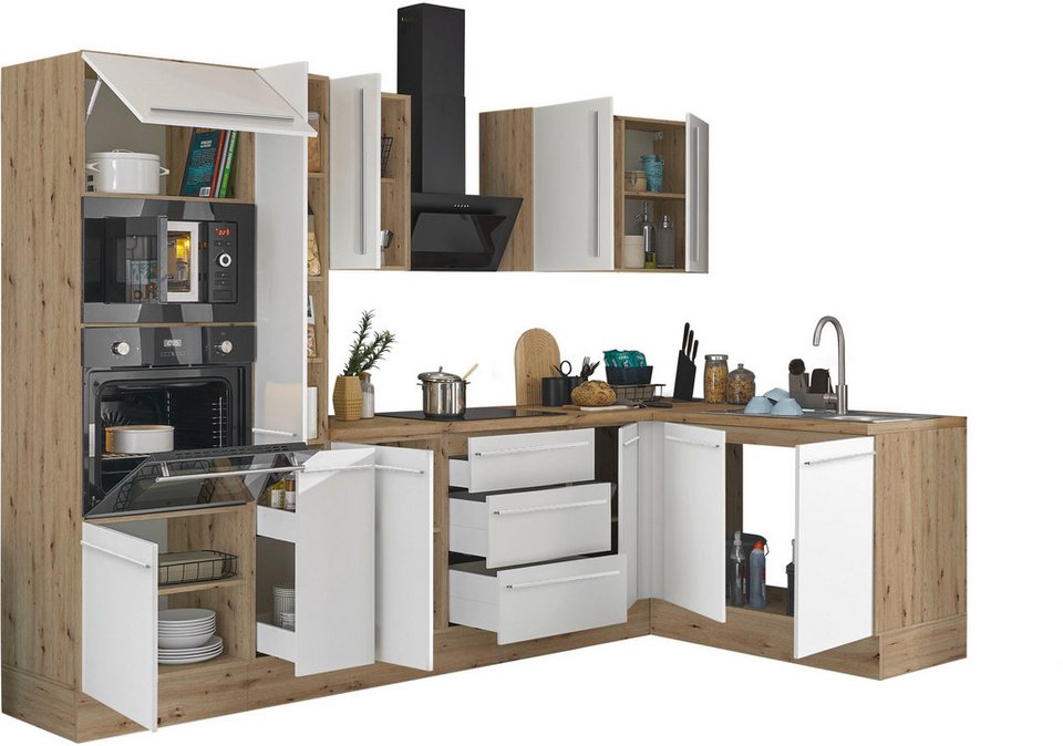 KOCHSTATION Winkelküche Florida, Stellbreite 300x165 cm, wahlweise mit E-Geräten, mit Softclose für Türen und Schubkästen – Image 6