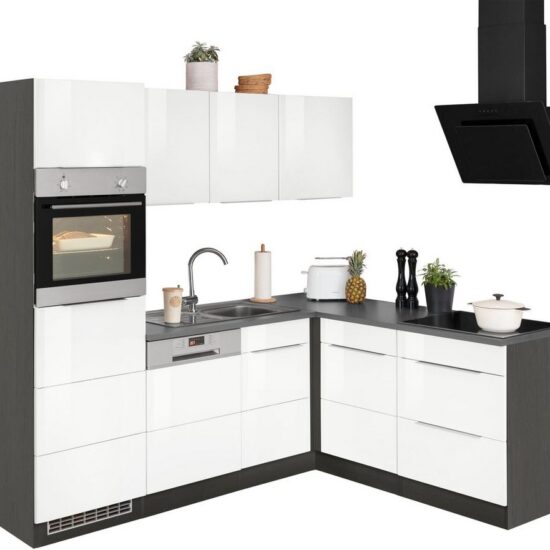 KOCHSTATION Winkelküche KS-Brindisi, Stellbreite 230/170 cm, wahlweise mit E-Geräten, mit MDF-Fronten