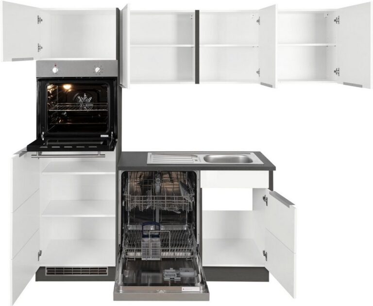 KOCHSTATION Winkelküche KS-Brindisi, Stellbreite 230/170 cm, wahlweise mit E-Geräten, mit MDF-Fronten