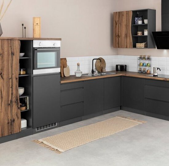 KOCHSTATION Winkelküche KS-Bruneck, Stellbreite 380/180 cm breit, ohne E-Geräten, MDF Fronten – Image 2