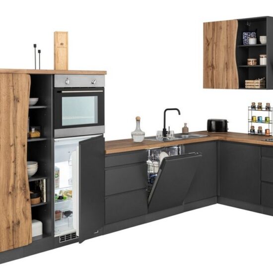 KOCHSTATION Winkelküche KS-Bruneck, Stellbreite 380/180 cm breit, ohne E-Geräten, MDF Fronten – Image 3