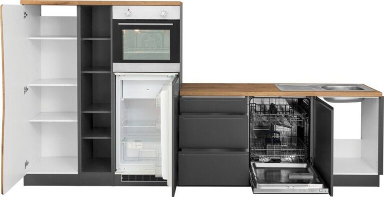 KOCHSTATION Winkelküche KS-Bruneck, Stellbreite 380/180 cm breit, ohne E-Geräten, MDF Fronten