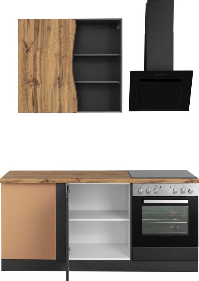 KOCHSTATION Winkelküche KS-Bruneck, Stellbreite 380/180 cm breit, ohne E-Geräten, MDF Fronten