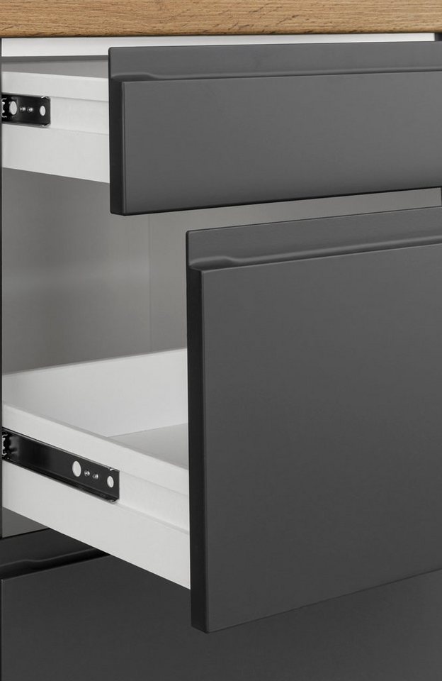 KOCHSTATION Winkelküche KS-Bruneck, Stellbreite 380/180 cm breit, ohne E-Geräten, MDF Fronten
