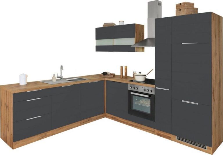 KOCHSTATION Winkelküche KS-Luhe, Stellbreite 240x270 cm, wahlweise mit oder ohne E-Geräten, MDF-Fronten
