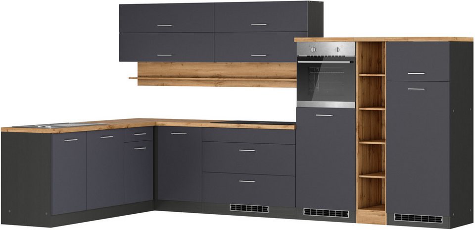 KOCHSTATION Winkelküche KS-Milan, optional mit Muldenlüfter, Stellbr.360/220 cm, wahlweise mit E-Geräten, Kochfeld mit Dunstabzug – Image 10