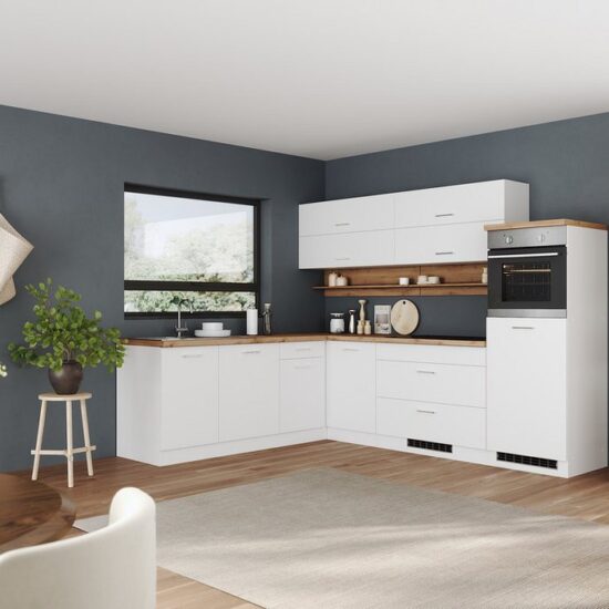 KOCHSTATION Winkelküche KS-Milan, optional mit Muldenlüfter, Stellbr.270/220 cm, wahlweise mit E-Geräten, Kochfeld mit Dunstabzug – Image 2