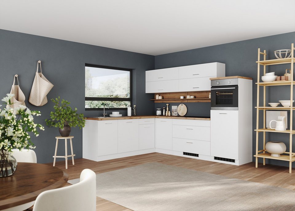 KOCHSTATION Winkelküche KS-Milan, optional mit Muldenlüfter, Stellbr.270/220 cm, wahlweise mit E-Geräten, Kochfeld mit Dunstabzug – Image 2
