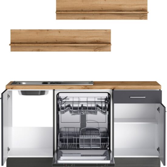 KOCHSTATION Winkelküche KS-Milan, optional mit Muldenlüfter, Stellbr.360/220 cm, wahlweise mit E-Geräten, Kochfeld mit Dunstabzug – Image 4
