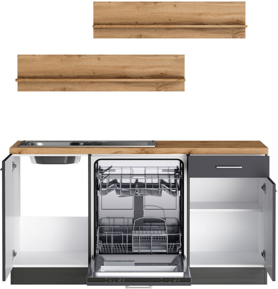 KOCHSTATION Winkelküche KS-Milan, optional mit Muldenlüfter, Stellbr.360/220 cm, wahlweise mit E-Geräten, Kochfeld mit Dunstabzug – Image 4