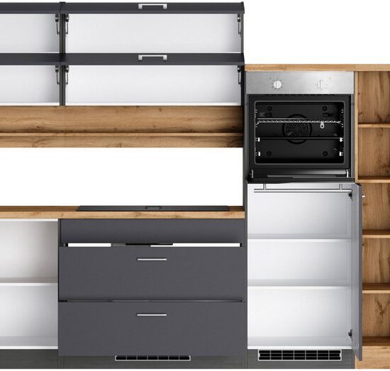 KOCHSTATION Winkelküche KS-Milan, optional mit Muldenlüfter, Stellbr.360/220 cm, wahlweise mit E-Geräten, Kochfeld mit Dunstabzug – Image 5