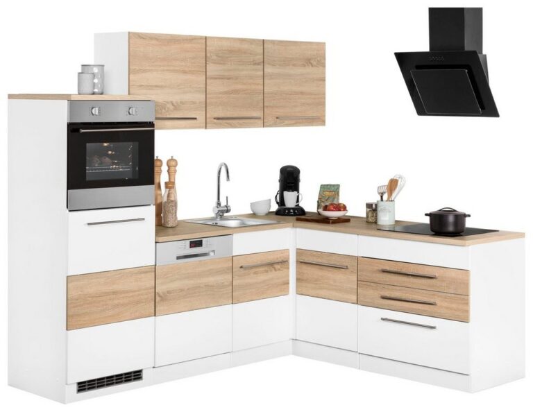 KOCHSTATION Winkelküche KS-Trient, Stellbreite 230x190 cm, wahlweise mit E-Geräten, mit Arbeitsplatte