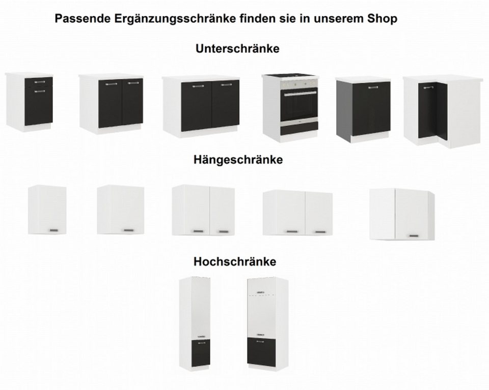 Küchen-Preisbombe Winkelküche Omega 170x250 cm Küche Küchenzeile Küchenblock Eckküche Schwarz + Weiß – Image 2