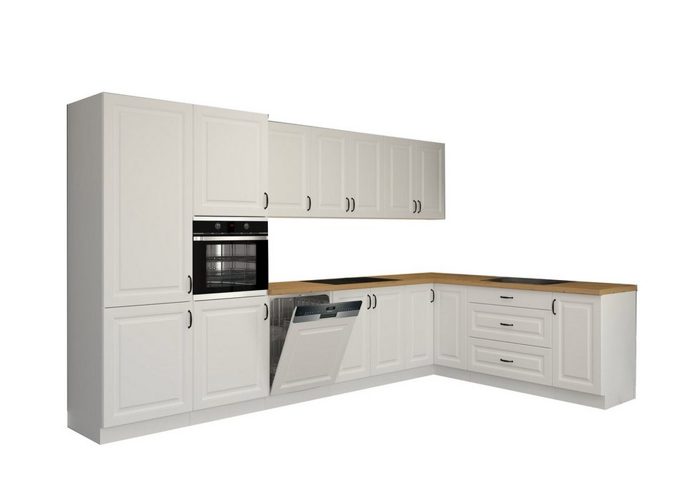 Küchen-Preisbombe Winkelküche STILO 350x210 cm Küche Küchenzeile Küchenblock Eckküche Weiss Landhaus – Image 5
