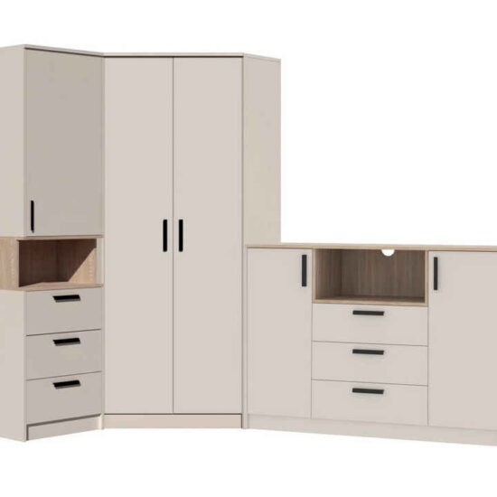 Marmex Möbel Mehrzweckschrank-Set Grant Set 38 C, (3-St., Regal, Eckschrank, Kommode), Soft-Close-Scharniere, Vollauszug der Schubladen – Image 1