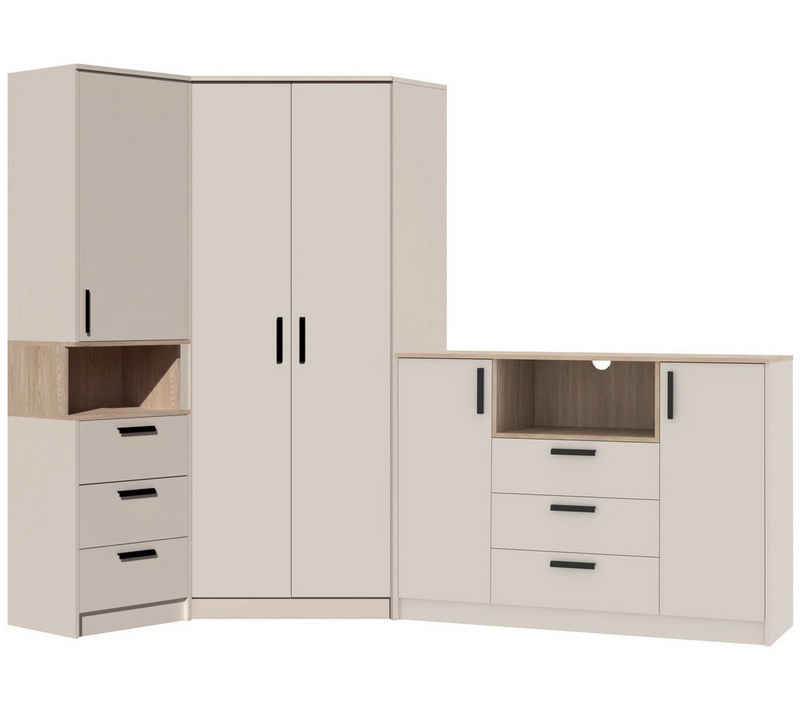 Marmex Möbel Mehrzweckschrank-Set Grant Set 38 C, (3-St., Regal, Eckschrank, Kommode), Soft-Close-Scharniere, Vollauszug der Schubladen – Image 1