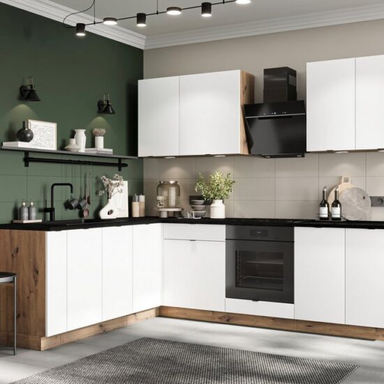 Möbel für Dich Winkelküche moderne Eckküche in L-Form Gianna 260x200 cm, weiß, 9-teilig – Image 3