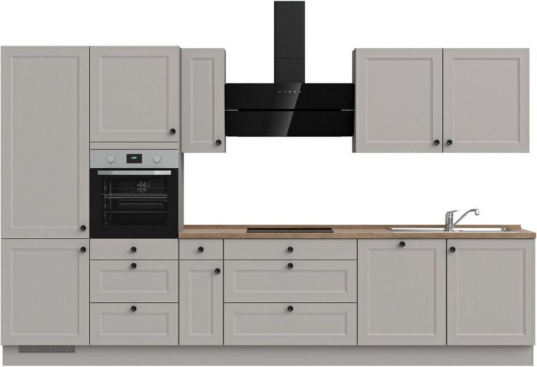 nobilia® Küchenzeile "Cascada II", NEU: individuell anpassbar mit gratis Profi-Beratung, vormontiert, Breite 360 cm, Ausrichtung wählbar, wahlw. mit E-Geräten