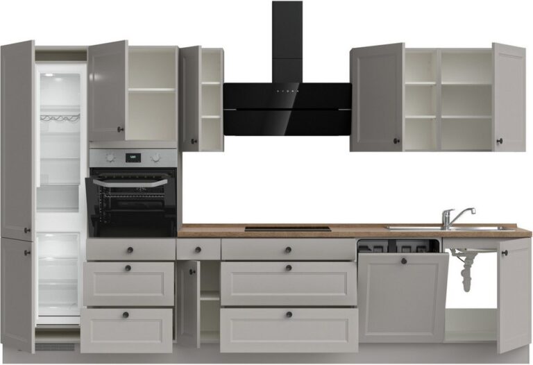 nobilia® Küchenzeile "Cascada II", NEU: individuell anpassbar mit gratis Profi-Beratung, vormontiert, Breite 360 cm, Ausrichtung wählbar, wahlw. mit E-Geräten