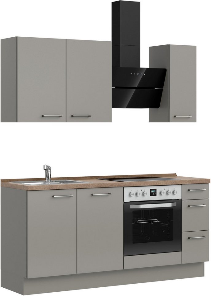 nobilia® Küchenzeile "Laser II", NEU: individuell anpassbar mit gratis Profi-Beratung, vormontiert, 180 cm breit, optional mit verschiedenen E‑Geräte-Sets