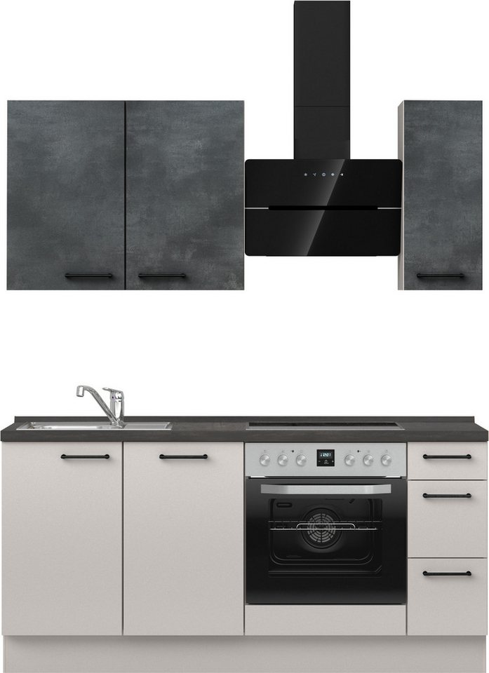 nobilia® Küchenzeile "MIAMI", NEU: individuell anpassbar mit gratis Profi-Beratung, vormontiert, Breite 180 cm, Ausrichtung wählbar, wahlw. mit E-Geräten