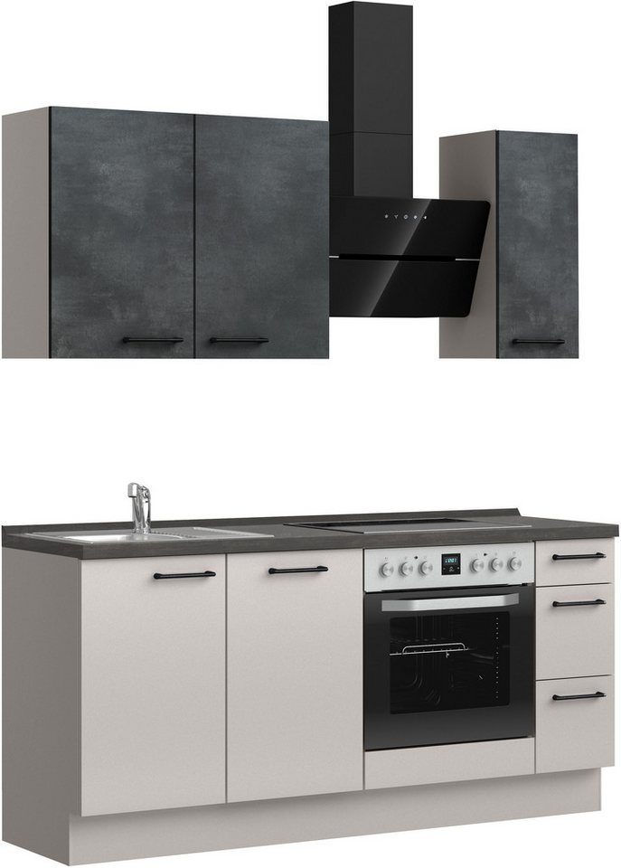 nobilia® Küchenzeile "MIAMI", NEU: individuell anpassbar mit gratis Profi-Beratung, vormontiert, Breite 180 cm, Ausrichtung wählbar, wahlw. mit E-Geräten
