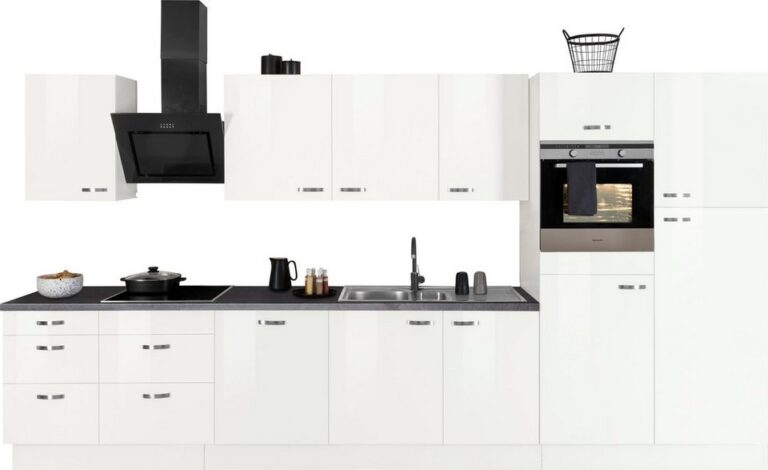 OPTIFIT Küchenzeile Cara mit Hanseatic E-Geräten, Breite 400 cm, Induktionskochfeld, Soft-Close-Funktion, Vollauszüge