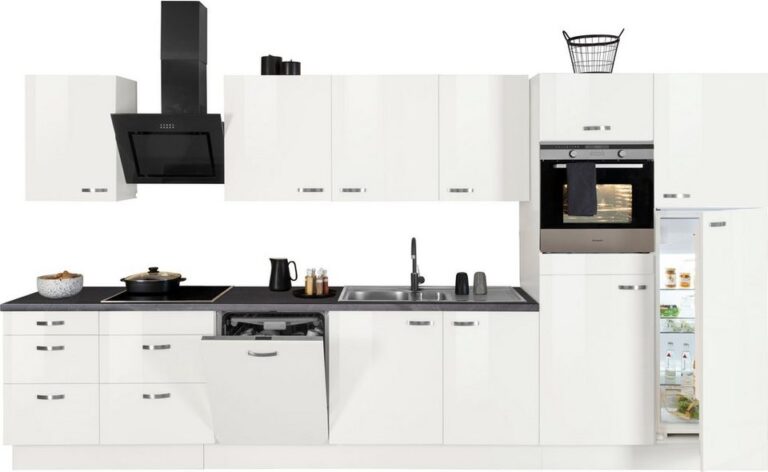 OPTIFIT Küchenzeile Cara mit Hanseatic E-Geräten, Breite 400 cm, Induktionskochfeld, Soft-Close-Funktion, Vollauszüge