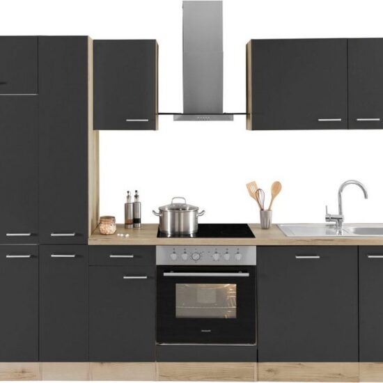 OPTIFIT Küchenzeile Iver Breite 300 cm, mit Hanseatic E-Geräten, inkl. Kühlschrank – Image 1
