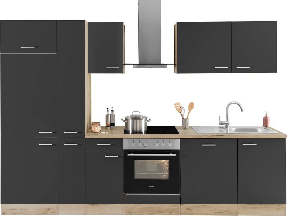 OPTIFIT Küchenzeile Iver Breite 300 cm, mit Hanseatic E-Geräten, inkl. Kühlschrank – Image 1