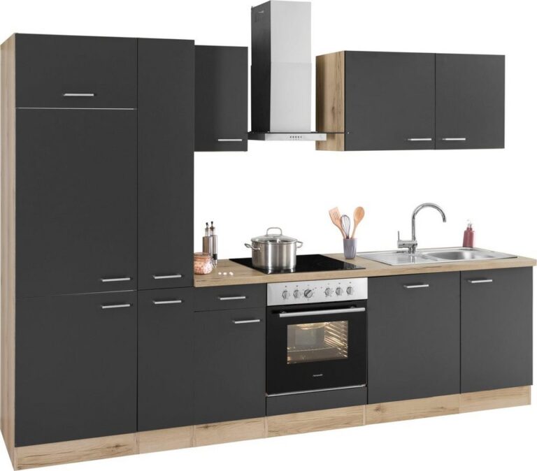 OPTIFIT Küchenzeile Iver Breite 300 cm, mit Hanseatic E-Geräten, inkl. Kühlschrank