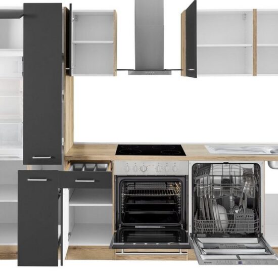 OPTIFIT Küchenzeile Iver Breite 300 cm, mit Hanseatic E-Geräten, inkl. Kühlschrank – Image 4