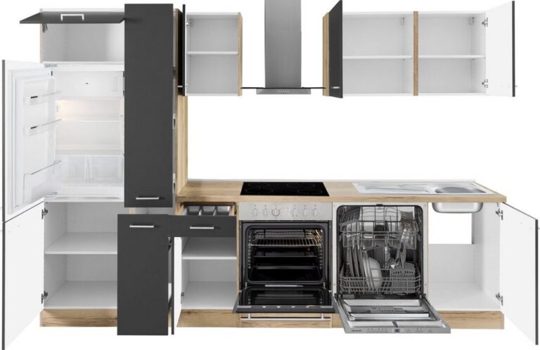 OPTIFIT Küchenzeile Iver Breite 300 cm, mit Hanseatic E-Geräten, inkl. Kühlschrank