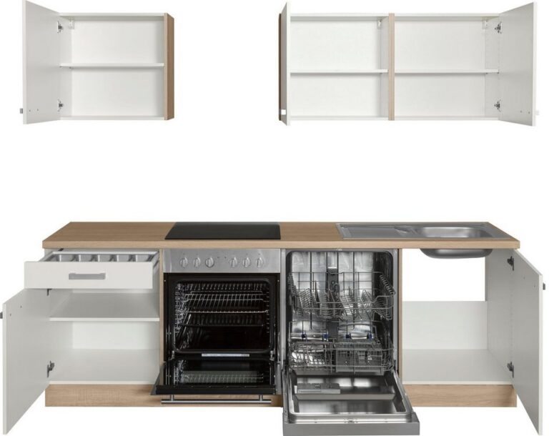 OPTIFIT Küchenzeile Leer Breite 240 cm, mit Hanseatic E-Geräten, inkl. Geschirrspüler